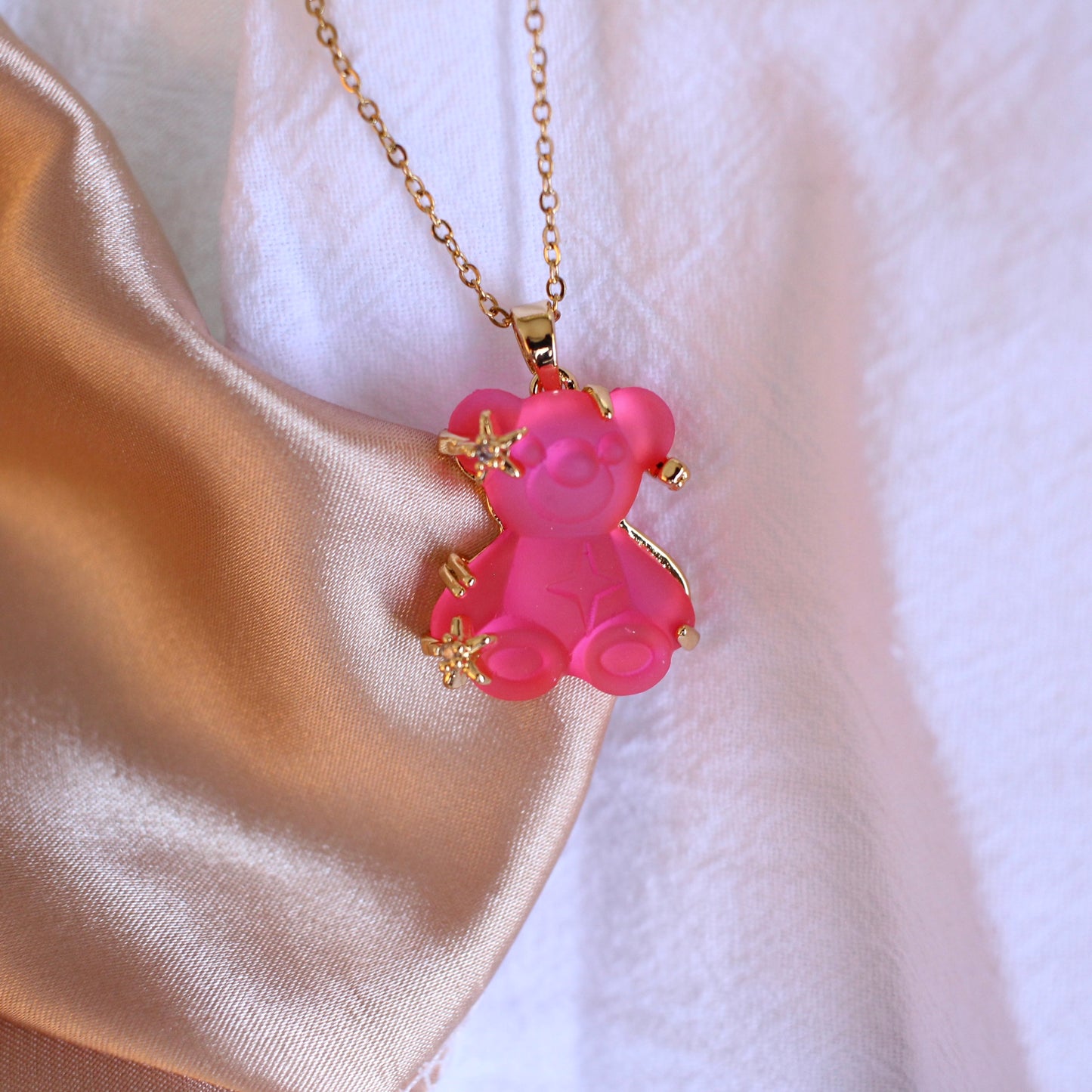 Jeweled Teddy Bear Necklace