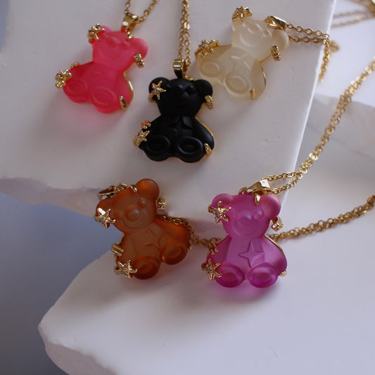 Jeweled Teddy Bear Necklace